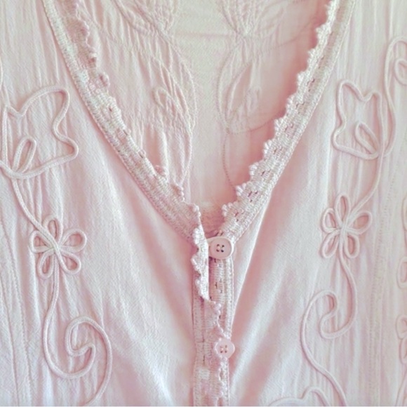 Soft Surroundings Genevieve Embroidered Dusty Rose Bohemian Midi Dress Sz Large - Picture 7 of 7